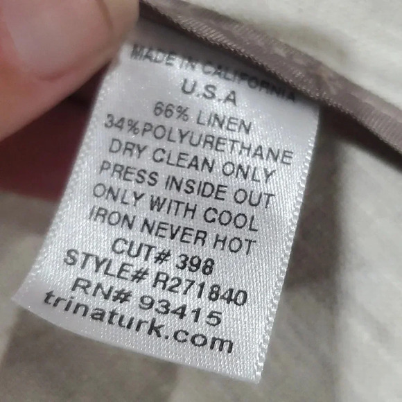 Trina turk cropped purple pink silver metallic short sleeve coated linen jacket - Picture 6 of 6